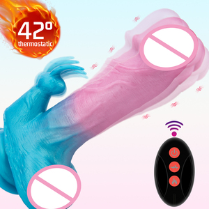 Consolador realista vibrador telescópico para masturbación femenina con ventosa que calienta el pene para mujeres - Product Image 1