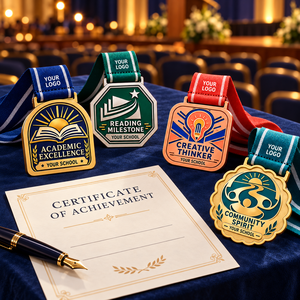 Custom School Achievement Medals Academic Excellence Reading Milestone Creative Thinker Community Spirit Zinc Alloy OEM ODM - Product Image 2