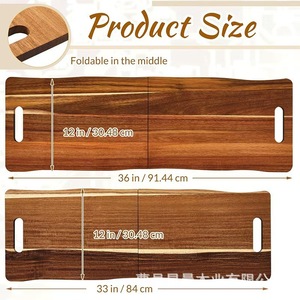 Plateau pliant en bois d'acacia Morning Star 48x12 pouces avec poignée, planche de service portable pour présentation de nourriture en extérieur - Product Image 4