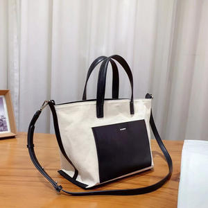 Bolso de mano minimalista de poliéster y cuero para mujer, bolso tote de gran capacidad, estilo moderno, bolso de mujer a la moda para la universidad. - Product Image 2