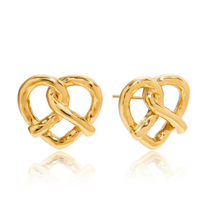 Heart-Shaped Knot <b>Stud</b> <b>Earrings</b> 18K Gold Plated Stainless Steel Everyday Wear Geometric Design JDE0107040 - Product Image 5