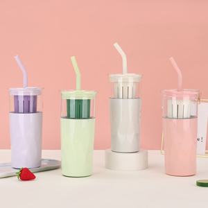 Tasse thermos Youka à double usage Paille de séparation du thé sous vide à double couche en acier inoxydable 304 Portable pour voyage tasse à café en plein air - Product Image 4