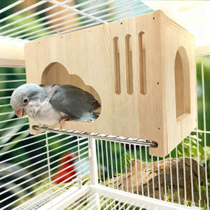 Çıkarılabilir örgü ile katı ahşap kuş yuvası-küçük papağanlar için kolay temiz havalandırılmış tasarım - Product Image 6