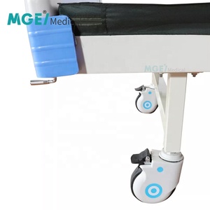 Lit d'hôpital manuel à deux manivelles pour soins aux patients avec dossier réglable et barrières latérales en aluminium - Product Image 5