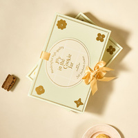 Boîte d'emballage de luxe pour biscuits avec ruban doré et garniture artisanale - Boîte cadeau festive