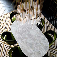 Lustre de salle à manger en marbre d'alabastro pour villa à plafond haut, style nordique européen, pour escalier de duplex et hôtel