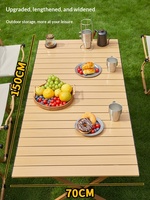 Table et chaises pliantes rectangulaires d'extérieur, ensemble complet de meubles de camping et de pique-nique portables ultralégers en acier au carbone, type « egg-roll »