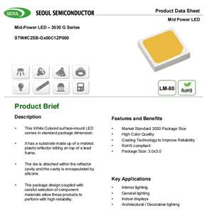 LED de potencia media 3030 G Serie 2 Ra70 0,9 W 5V 6V Iluminación Led Chip Blanco 2700K 3000K 4000K 6500K - Product Image 2