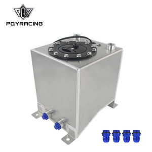 PQYRACING Aluminum Fuel Tank 10L <b>Polished</b> For <b>Car</b> Modification Universal Fit - Product Image 1