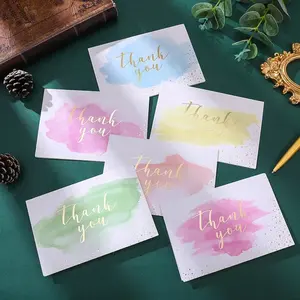 6pcs/सेट थोक रंगीन धन्यवाद दिवस के लिए आप कार्ड धन्यवाद एक संदेश छोड़ शादी के उपहार बॉक्स ग्रीटिंग सजावट