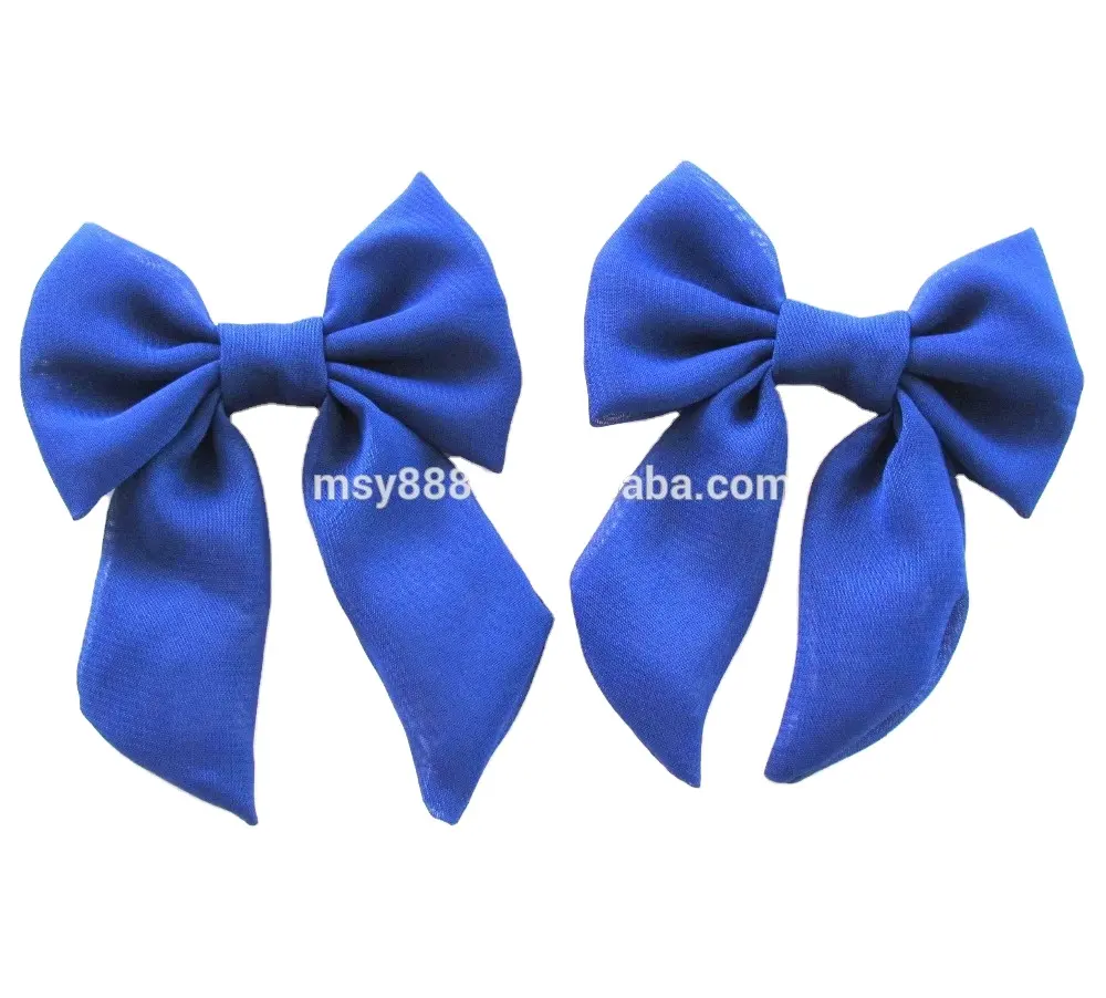 Personalizzato Blu Tessuto Chiffon Bowknot 8 centimetri di Cucito Su Tessuto Chiffon Bow <span class=keywords><strong>Abbellimento</strong></span>