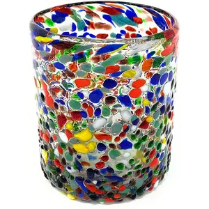 Handmade Lead Free Crystal Customized Confetti Carmen Thick Colored Dot Drinking Water Glass