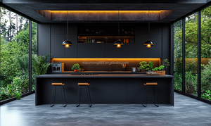 Tùy chỉnh hiện đại Modular tủ bếp Trung Quốc thiêu kết đá chìm nhà bếp đảo bảng Set Laminate Countertop cho bệnh viện sử dụng - Product Image 4