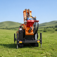 Machine de forage de puits d'eau portable sur chenilles, moteur diesel, hydraulique, pour usage agricole, profondeur 200m