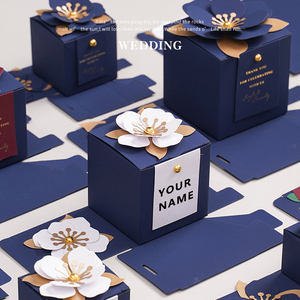 CSMD China Manufacturers Small <strong>Stuff</strong> Storage Box Square Shape DIY Sweet Parties Packaging Blue Cardboard Wedding Box for Candies - Product Image 1