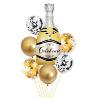 Nouvel ensemble de ballons en aluminium en forme de bouteille de champagne et de verre à bière, 7 pièces, décorations pour fête d'anniversaire