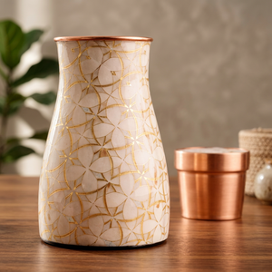 Botella de Agua de Cobre con Vaso, Botella de Diseño Impresa para el Hogar, Oficina y Viajes, Botella Reutilizable Elegante para Uso Diario - Product Image 1