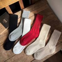 Chaussettes de sport pour hommes très vendues, style rétro, unisexe, 85% coton, 144N, bord côtelé, couleur unie, chaussettes mi-mollet pour l'hiver