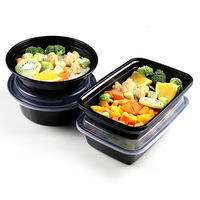 Boîte à lunch jetable en plastique PP, récipient alimentaire rond, emballage à emporter, boîte à lunch rapide