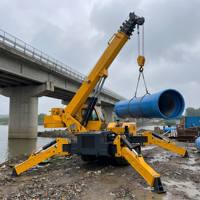 Grue araignée certifiée CE de 5 tonnes, mini-grue sur chenilles 5T avec télécommande sans fil et flèche télescopique pour travaux de construction lourds