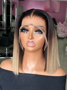 Peluca de <span class=keywords><strong>Cabello</strong></span> Humano <span class=keywords><strong>Corto</strong></span> con Cierre 5x5, sin Pegamento, Color Degradado <span class=keywords><strong>Balayage</strong></span>, Peluca Bob Rubia, Peluca con Frente de Encaje Transparente HD para Mujeres - Product Image 3