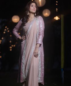 ชุดแต่งกายพื้นเมืองสำหรับผู้หญิงผ้าส่าหรีผ้าไหมผ้าแพรลายปักสำหรับใส่ทำงานส่าหรีหิน - Product Image 5