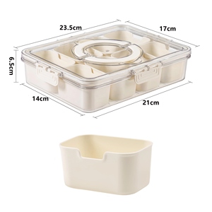 Snack Box Container with Lid and Handle - Divided Serving Tray Container for Portable Snack Platters - Clear Organizer for Party - Product Image 2