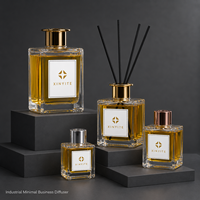 Vente en gros de flacons diffuseurs carrés transparents de différentes tailles, emballage d'aromathérapie pour la maison et l'hôtel, logo personnalisé