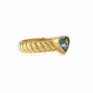 Cincin batu permata mewah, perhiasan cincin pertunangan batu permata mewah, cincin perak 925 <span class=keywords><strong>Sterling</strong></span> 18k lapis emas alami biru hati Topaz - Product Image 2