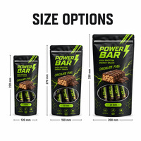 Sachet Doypack Mylar à fenêtre refermable à fond plat pour barres protéinées énergétiques, emballage alimentaire, chewing-gum, collation de sport et fitness