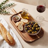 Planche à découper en bois d'acacia, plateau rectangulaire avec poignée pour servir les aliments, planche à découper en bois avec logo personnalisable