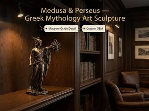 Statua in Resina di <span class=keywords><strong>Medusa</strong></span> con Testa di Perseo, Scultura della Mitologia Greca, Figurina d'Arte Classica, Decorazione per la Casa, Personalizzabile OEM - Product Image 2