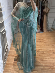 Robe de soirée sirène de luxe Serene <span class=keywords><strong>Hill</strong></span> LA73534 ornée de perles avec cape à col montant, robe de cérémonie pour célébrités 2026 - Product Image 5