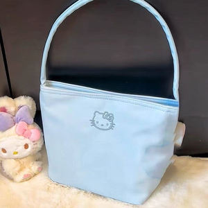 Sac de shopping Kawaii Blue Cat avec fermeture éclair, sac fourre-tout portable de mode <span class=keywords><strong>coréenne</strong></span>, charme japonais mignon, cadeaux écologiques - Product Image 4