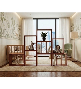 SINETIOR Ensemble de 8 boîtes de rangement modulaires empilables en bois d'acacia, organisateurs modernes pour la maison, étagère de présentation et décoration - Product Image 1
