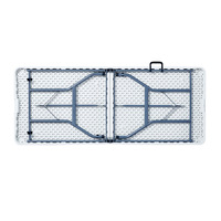 Table pliante d'extérieur en HDPE moulé par soufflage, blanche, portable, avec structure métallique pliable, pour le camping, le rangement, la salle à manger, mobilier d'extérieur
