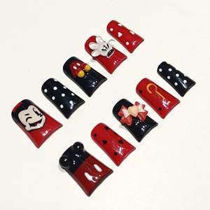 Muhaha – Faux ongles carrés à pression, tendance et de haute qualité, motif <span class=keywords><strong>Mickey</strong></span> rouge, avec clip bec de canard et colle – Matériau PMMA - Product Image 1