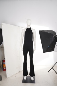 Combinaison noire pour femme, col halter, sans manches, dos nu, pantalon long évasé, moulante, pour soirée, club, élégante, tenue de soirée, mode - Product Image 6