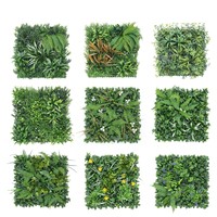Panneau de haie artificielle en buis 50x50cm, feuilles d'eucalyptus, de trèfle et de fougère, mur végétal vertical pour décoration d'hôtels et de mariages - Vente en gros