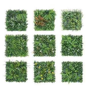 Panel de seto artificial de boj de 50x50cm al por mayor, con hojas de eucalipto, trébol y helecho, para pared verde vertical, ideal para decoración de hoteles y bodas. - Product Image 5