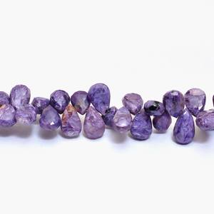 Cuentas de Charoita AAA+ de 8x14mm-10x18mm, Facetadas, en Forma de Pera, Cuentas Sueltas de Piedras Preciosas Semipreciosas de Charoita Natural de Color Morado para Joyería - Product Image 1