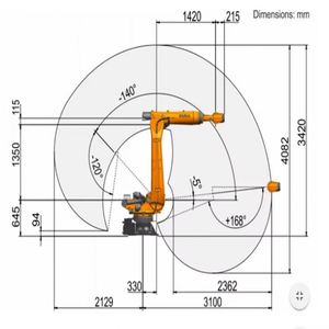 Robot de palettisation et de manutention industriel à six axes ONA KUKA, portée de 3100 millimètres et charge utile de 120 kilogrammes - Product Image 3