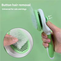 Peigne démêlant pour animaux de compagnie, à boutons et aiguilles rondes, pour l'élimination des poils de chat et de chien, outil de toilettage simple et autonettoyant