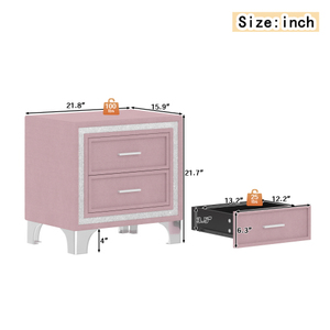 Modern <b>Queen</b> <b>Size</b> Upholstered Metal Frame Soft <b>Bed</b> Platform <b>Bed</b> with LED Lights and Two Nightstands 3-Piece Bedroom Set - Product Image 6