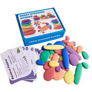 Juego de Bloques de Construcción de Madera con Piedras de Arcoíris Apilables para Bebés, Juguete Educativo de Apilamiento para Niños, Novedad 2026 - Product Image 1