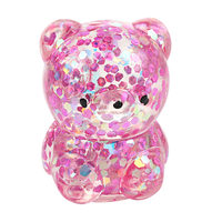 Nouveau adorable jouet anti-stress portable en TPR, ours en maltose de 6 cm avec paillettes colorées effet aurore, idéal pour soulager l'anxiété, cadeau pour enfants et adultes actifs