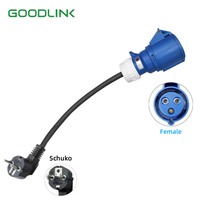 32A bleu CEE femelle 3 trous prise vers Schuko 2 broches adaptateur de prise d'alimentation câble Type2 EV chargeur adaptateur de prise