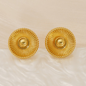 Zogxin Stud Earrings Gold Zircon Round Flower Shape Geometric Party Jewelry - Product Image 3
