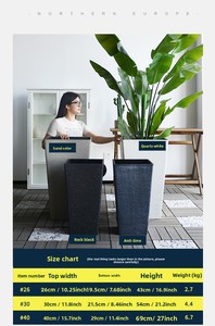 Pots à fleurs en <span class=keywords><strong>plastique</strong></span> P454 et grands bacs carrés pour plantes d'intérieur/extérieur, aspect pierre - Product Image 5