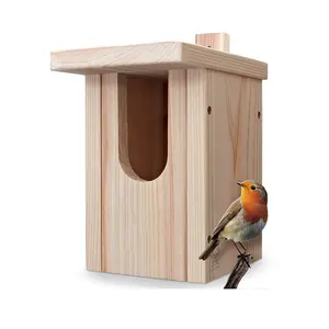宠物供应商环保实木麻雀鸟屋木制鸟笼孵化器安装木制鸟巢箱